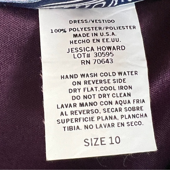 Jessica Howard Women's Sleeveless Floral Dress Lined Rhinestones Purple - Picture 8 of 12